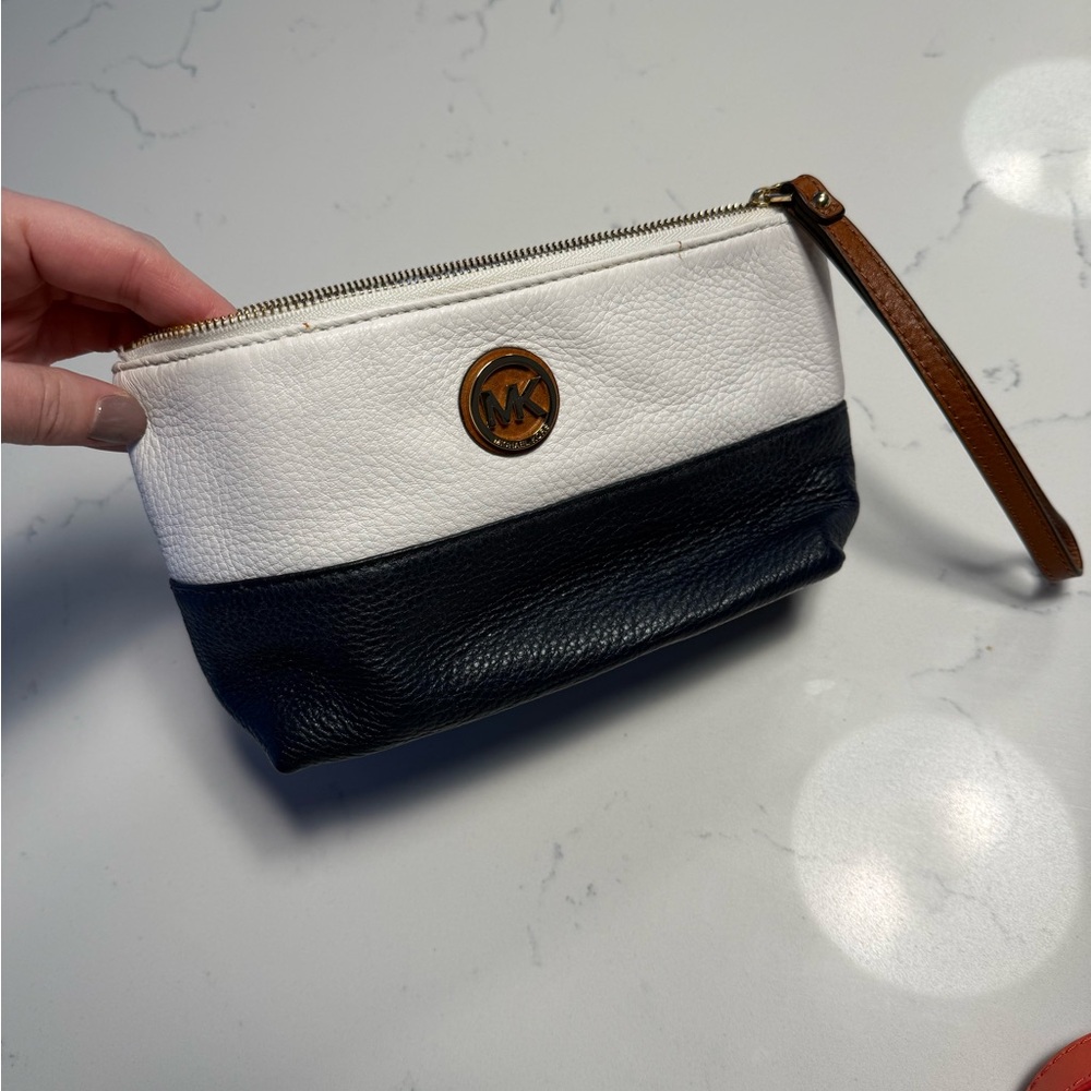 Michael Kors Navy and White Wristlet